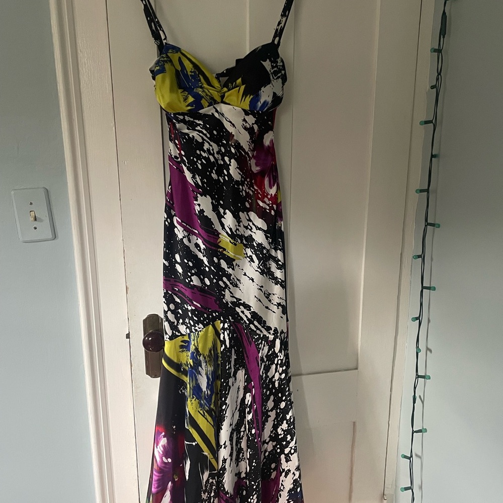 Multicolor Abstract Vintage Couture Maxi Dress